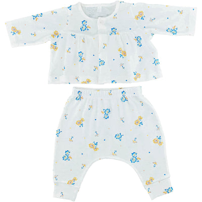 Ensemble  t-shirt à manches longues + sarouel de seconde main en coton bio pour bébé fille de 1 mois - photo recto