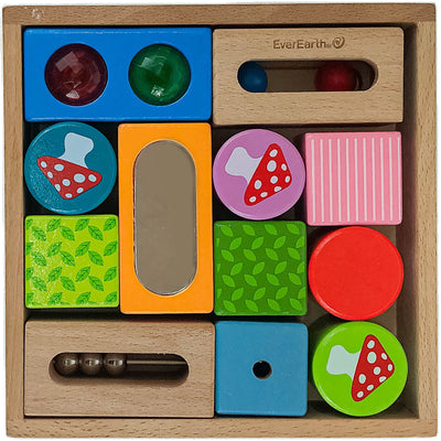 Set de cubes d'activités "Blocs de découverte sensorielle" de seconde main en bois pour enfant à partir de 12 mois - photo principale