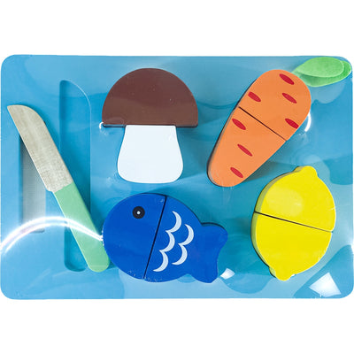 Assortiment de légumes "Plateau Repas à Découper Bleu " de seconde main en bois pour enfant à partir de 3 ans - photo principale