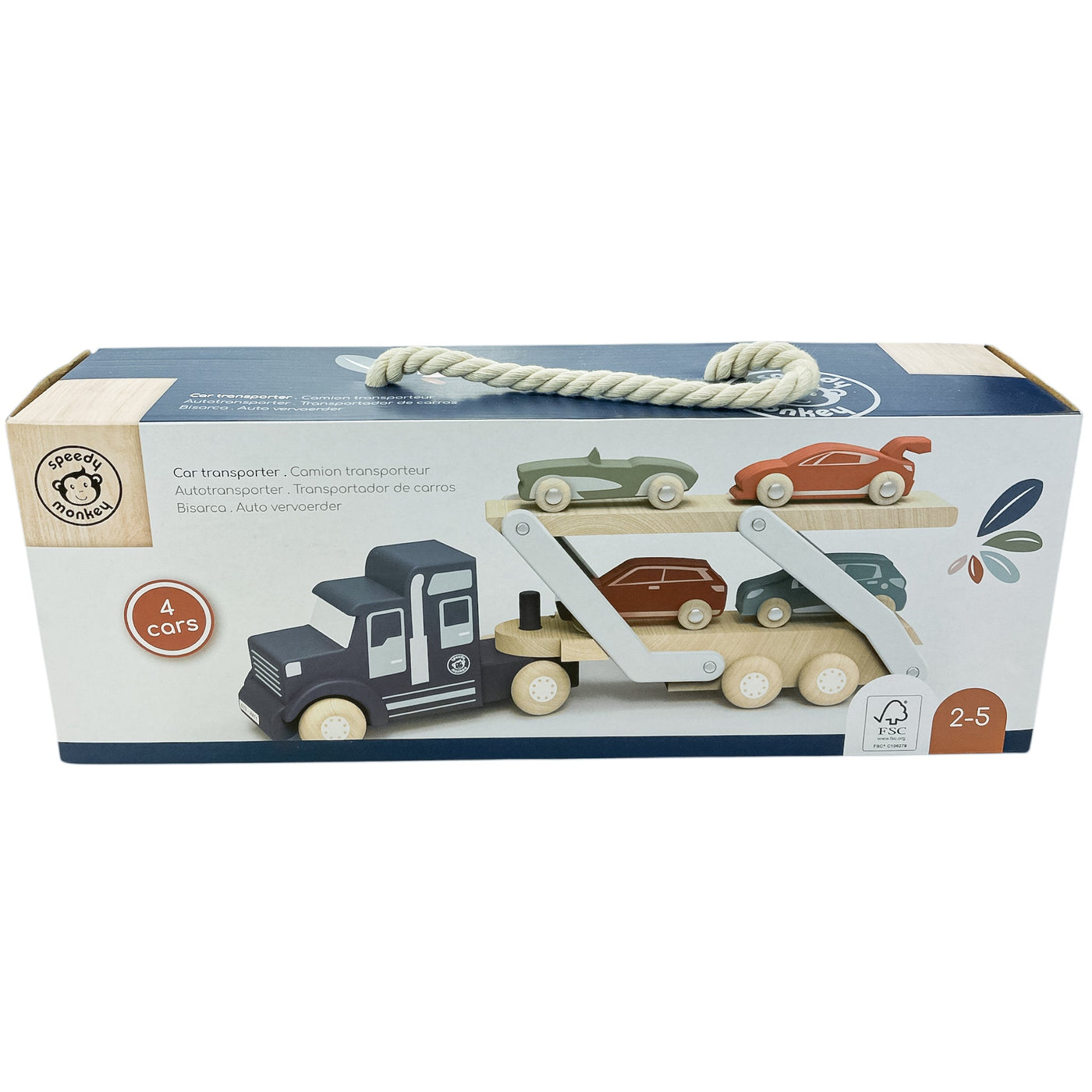 Camion "Camion transporteur avec 4 voitures" de seconde main en bois pour enfant à partir de 12 mois - Vue 1