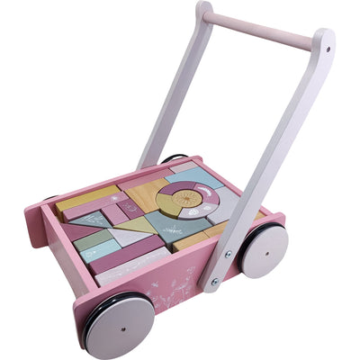 Chariot de marche "Chariot à Blocs Flowers" de seconde main en bois pour enfant à partir de 12 mois - Vue 1
