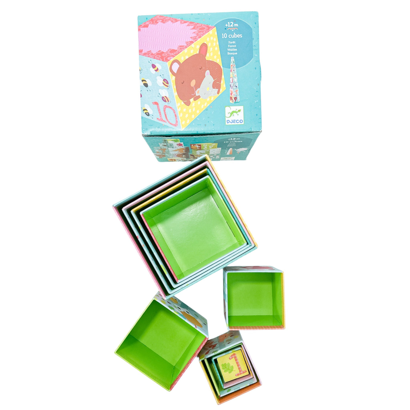 Jeu éducatif "Cubes empilables Forêt (10 cubes)" de seconde main en carton pour enfant à partir de 12 mois - Vue 3