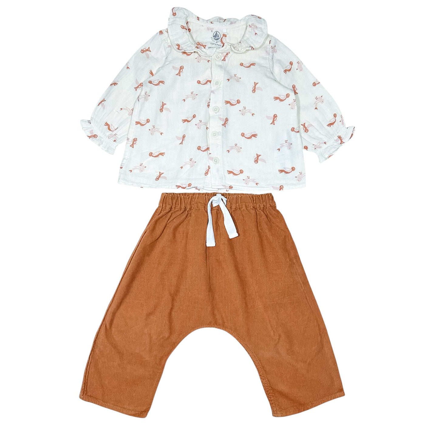 Ensemble blouse à manches longues + sarouel de seconde main en coton bio pour bébé fille de 6 mois - Vue 1