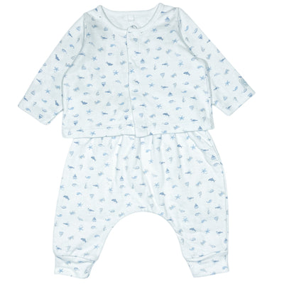 Ensemble cardigan + sarouel de seconde main en coton bio pour bébé de 3 mois - Vue 1