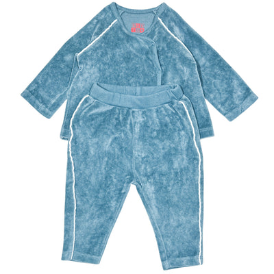 Ensemble cardigan + sarouel de seconde main en velours pour bébé de 3 mois - Vue 1