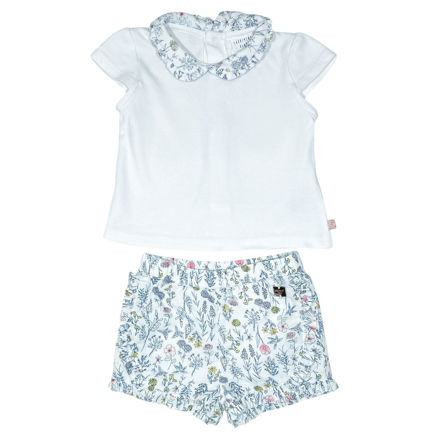 Ensemble t-shirt à manches courtes + short de seconde main en coton pour bébé fille de 6 mois - Vue 1