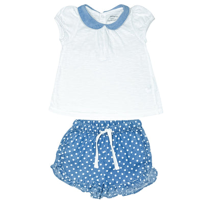Ensemble t-shirt à manches courtes + short de seconde main en coton bio pour bébé fille de 6 mois - Vue 1