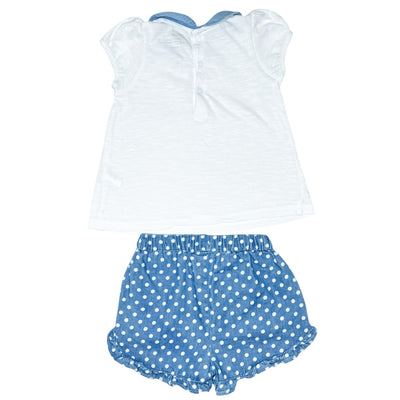 Ensemble t-shirt à manches courtes + short de seconde main en coton bio pour bébé fille de 6 mois - Vue 2