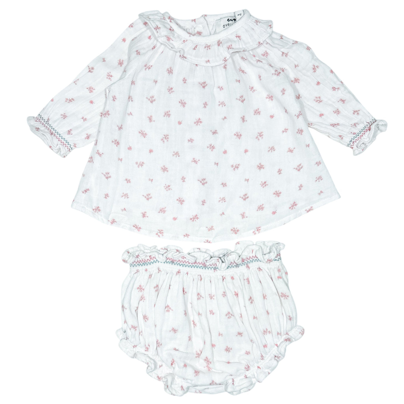 Ensemble t-shirt à manches longues + bloomer de seconde main en coton pour bébé fille de 3 mois - Vue 1