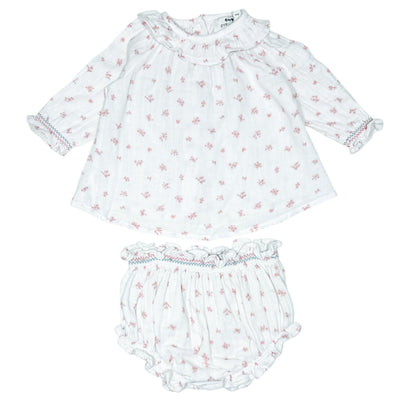 Ensemble t-shirt à manches longues + bloomer de seconde main en coton pour bébé fille de 3 mois - Vue 1
