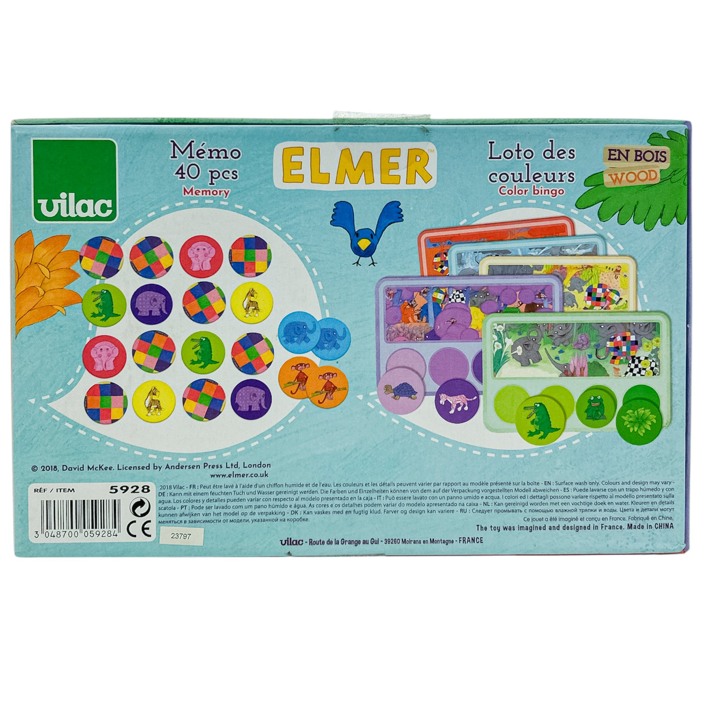 Jeu de loto "Loto mémo des couleurs Elmer" de seconde main en bois pour enfant à partir de 24 mois - Vue 3