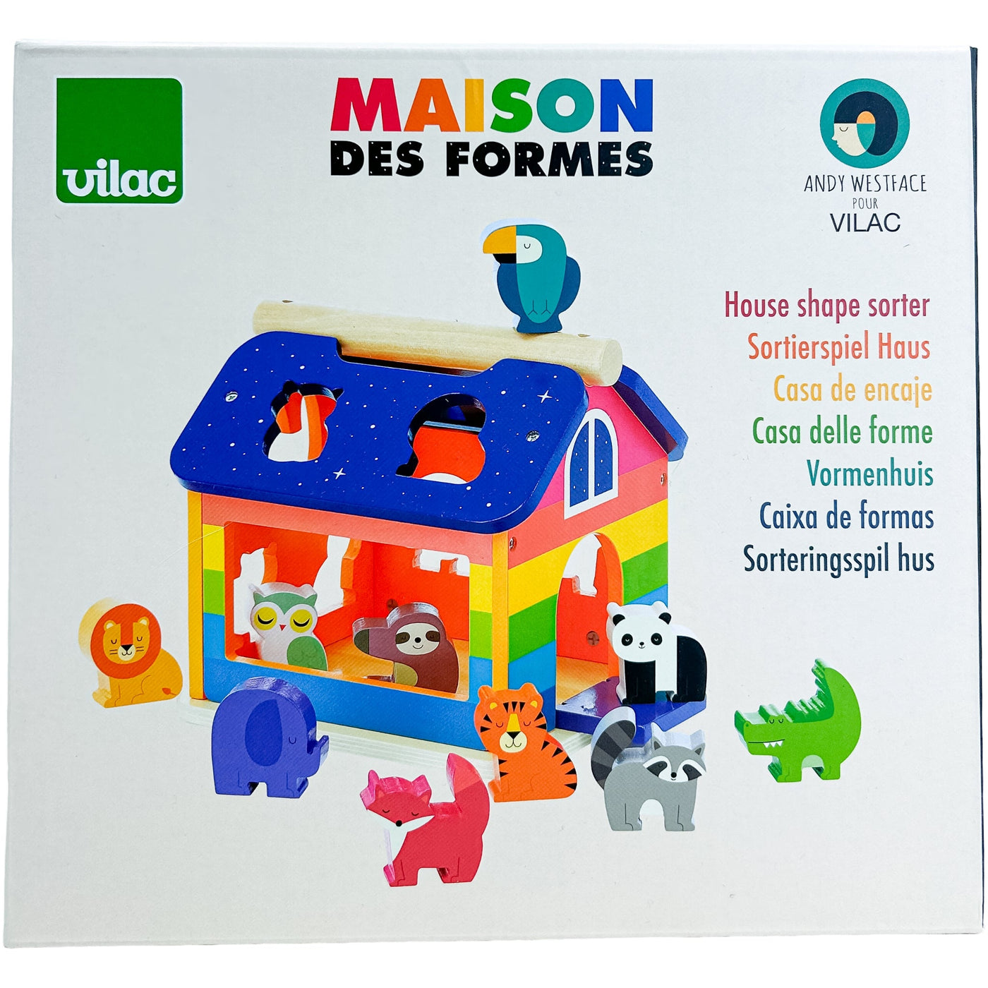 Boîte à formes géométriques "Maison des formes arc-en-ciel" de seconde main en bois pour enfant à partir de 24 mois - Vue 1