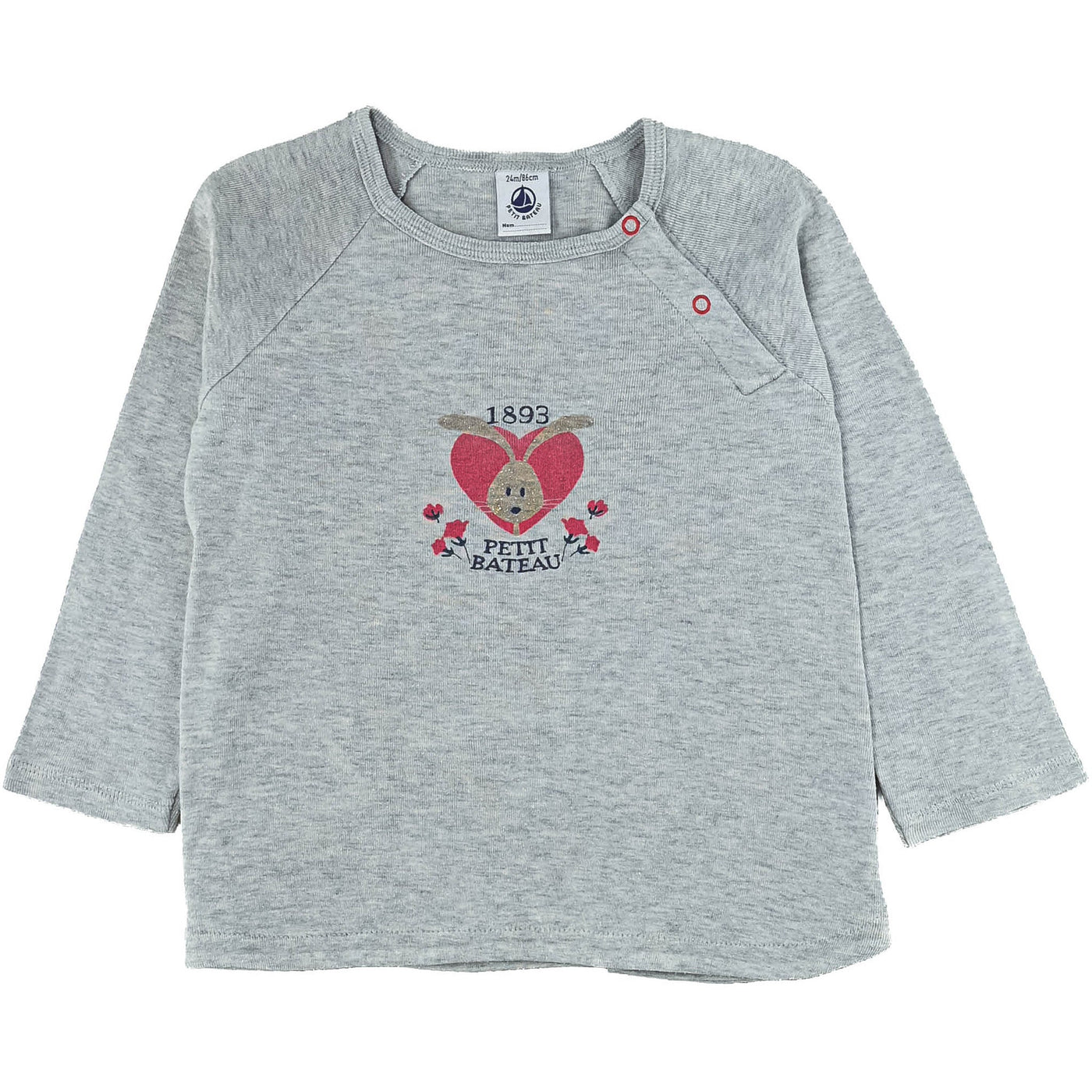 T-Shirt à manches longues de seconde main en coton pour bébé fille de 24 mois - photo recto