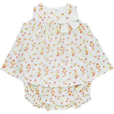 Robe avec bloomer de seconde main en coton pour bébé fille de 3 mois - photo recto