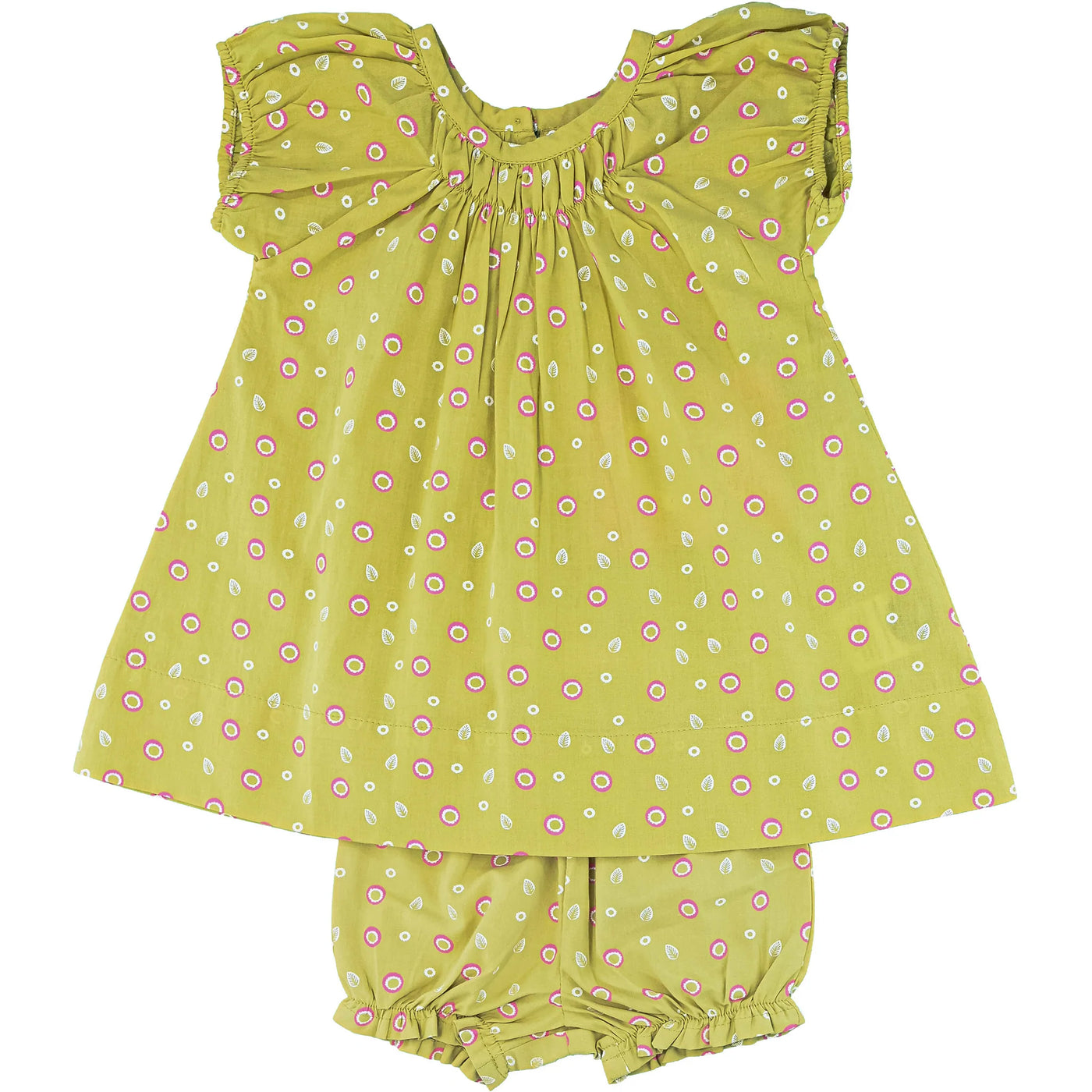 Robe avec bloomer de seconde main en coton bio pour bébé fille de 6 mois - photo recto