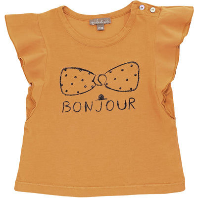 T-Shirt à manches courtes de seconde main en coton pour bébé fille de 12 mois - photo recto