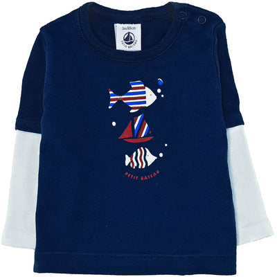 T-Shirt à manches longues de seconde main en coton pour bébé garçon de 3 mois - photo recto