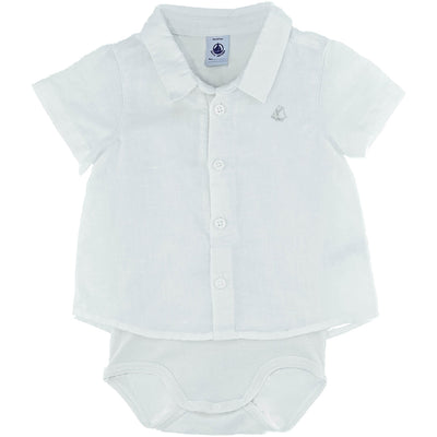 Chemise à manches courtes de seconde main en lin et coton pour bébé garçon de 6 mois - photo recto