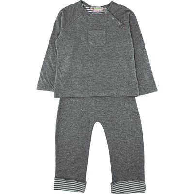 Ensemble  t-shirt à manches longues + pantalon de seconde main en coton pour bébéde 12 mois - photo recto