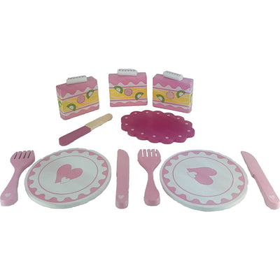 Set d'ustensiles de cuisine "Gâteau a découper et lot d'assiettes et couverts" de seconde main en bois pour enfant à partir de 3 ans - photo principale