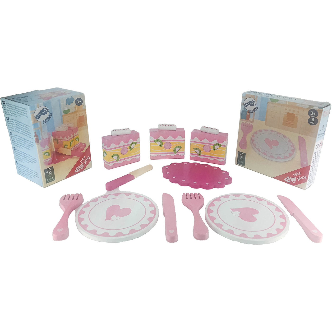 Set d'ustensiles de cuisine "Gâteau a découper et lot d'assiettes et couverts" de seconde main en bois pour enfant à partir de 3 ans - photo secondaire