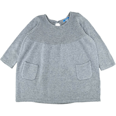 Robe à manches longues de seconde main en coton, laine et alpaga pour bébé fille de 18 mois - photo recto