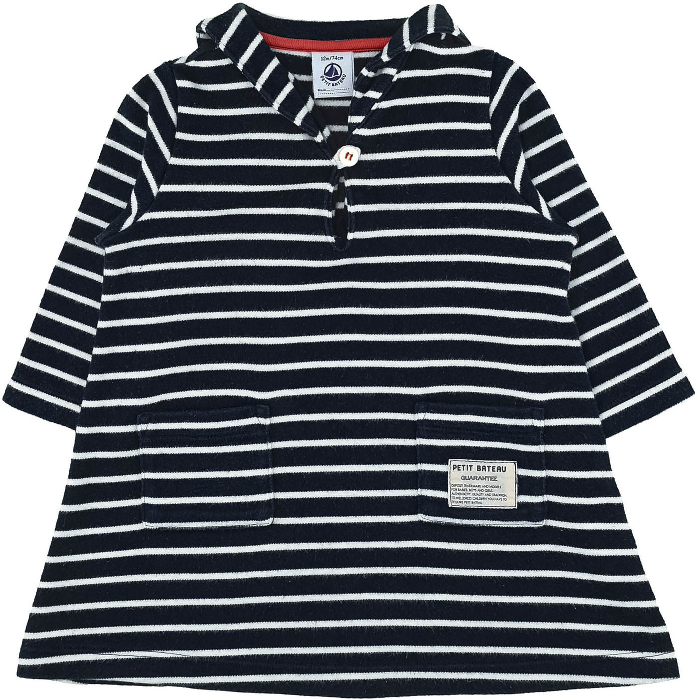 Robe à manches longues de seconde main en coton pour bébé fille de 12 mois - photo recto