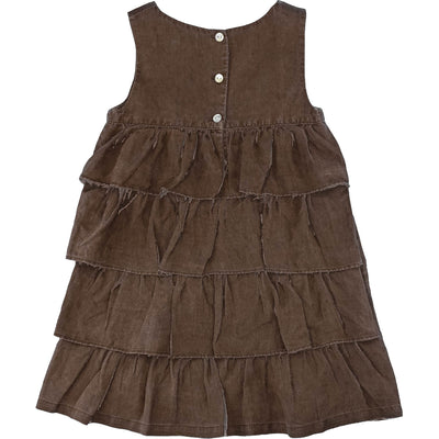 Robe sans manche de seconde main en lin et coton pour enfant fille de 4 ans - photo verso