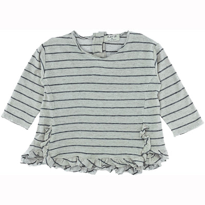 T-Shirt à manches longues de seconde main en coton bio et lin pour bébé fille de 6 mois - photo recto