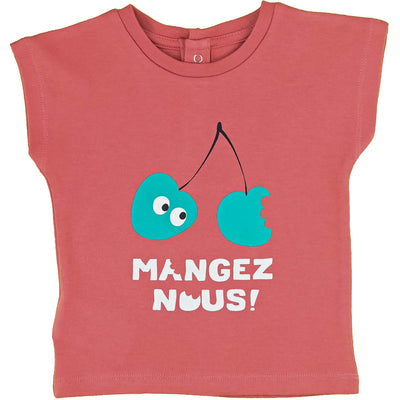 T-Shirt à manches courtes de seconde main en coton bio pour bébé fille de 18 mois - photo recto