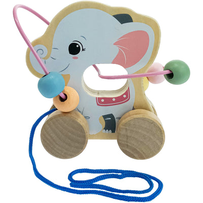 Jouet à tirer "Éléphant roulant en bois à tirer avec chemin de perles" de seconde main pour enfant à partir de 12 mois - photo alternative_1