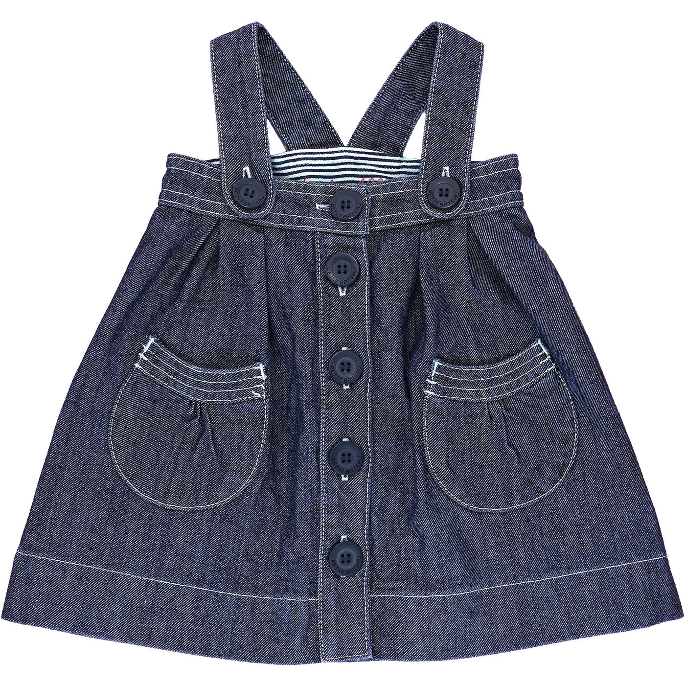 Robe salopette de seconde main en jean pour bébé fille de 6 mois - photo recto