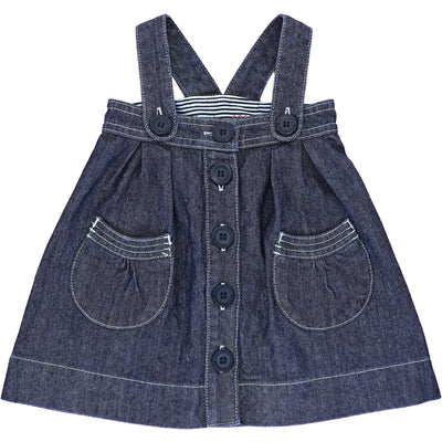Robe salopette de seconde main en jean pour bébé fille de 6 mois - photo recto