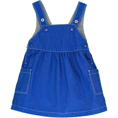 Robe salopette de seconde main en jean pour bébé fille de 6 mois - photo recto