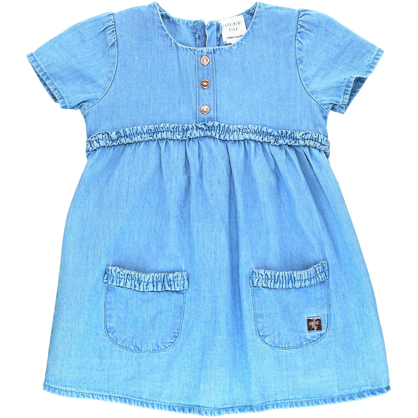 Robe à manches courtes de seconde main en coton pour bébé fille de 18 mois - photo recto