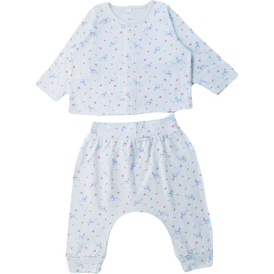 Ensemble blouse + sarouel de seconde main en coton bio pour bébé fille de 6 mois - photo recto