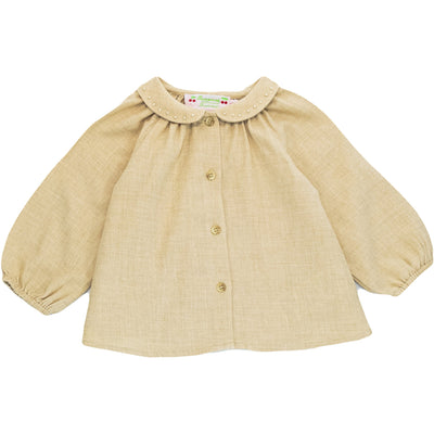 Blouse à manches longues de seconde main en coton et laine pour bébé fille de 12 mois - photo recto